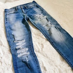 AE Ripped Super Stretch Skinny Ripped Jeans 2 - Light Wash